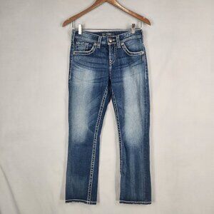 Silver Jeans Women's NatSuki Capri Stretch size 26 Distressed Embroidered